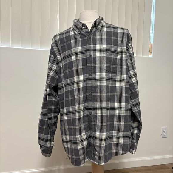 Original Weatherproof Vintage MensGray Plaid Flannel Button Down Shirt XXL - Picture 1 of 6